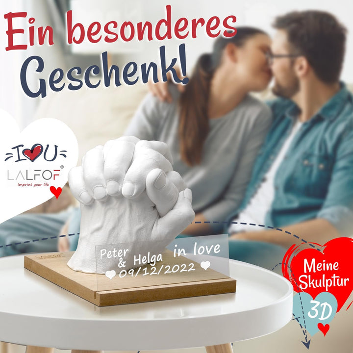 LALFOF 3d Handabdruck Set Für Paare Anpassbar mit NAME. Gips Handabdruck Set Paare mit Personalisier