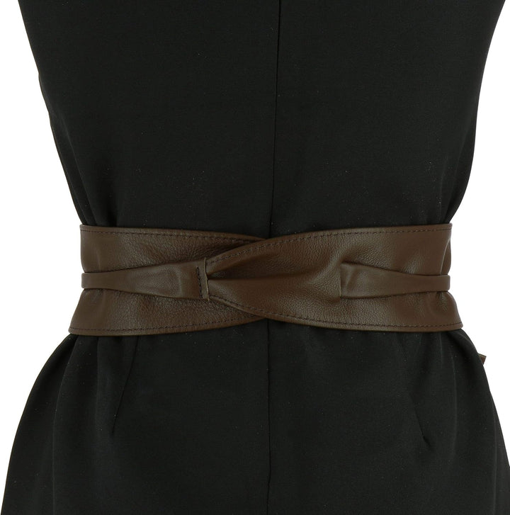FASHIONGEN - Echtem Rindsleder Vollnarbenleder Obi Gürtel für Damen, Bindgürtel, CASSIANE S-M Braun,
