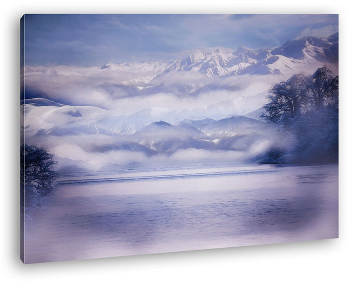 deyoli grossartige gemalte Berglandschaft Format: 100x70 als Leinwand, Motiv fertig gerahmt auf Echt