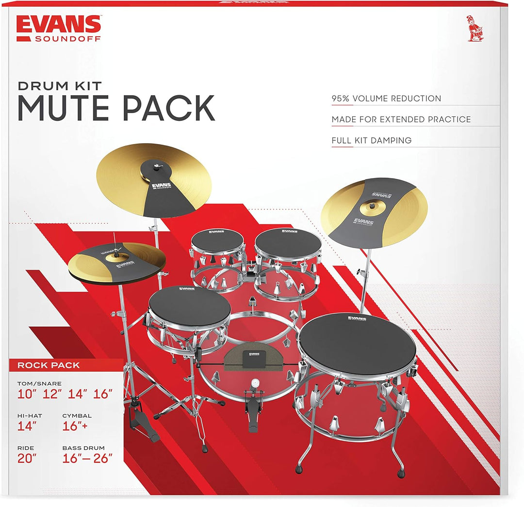 Evans Soundoff Drum Mute Pads – Komplettes Schlagzeug-Pad-Set – Schlagzeug-Dämpfer-Set – 3 Becken, 4