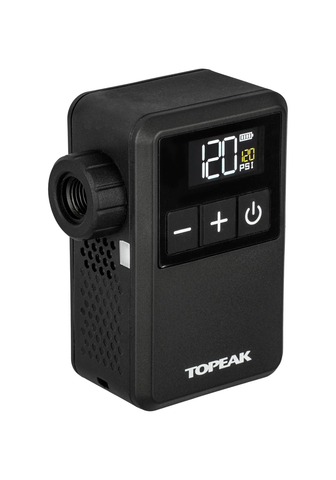Topeak E Booster Digital Mini Elektrische Fahrradpumpe Schwarz, kompakte Akku Luftpumpe mit Digitala