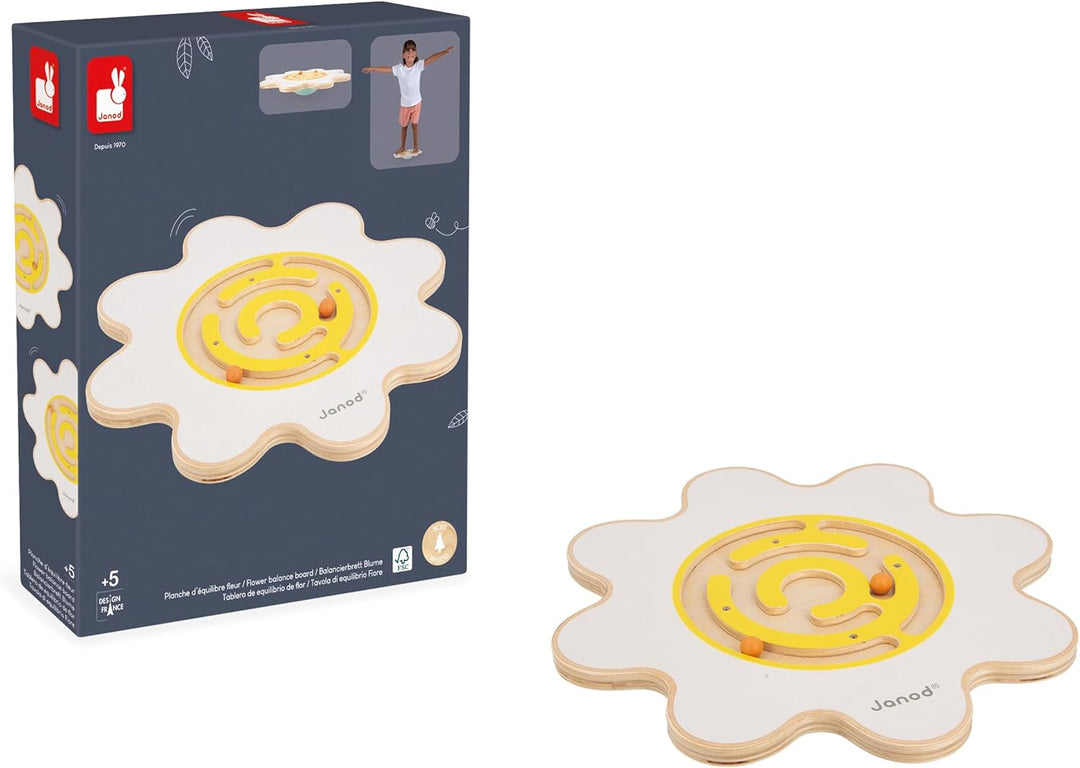 Janod - Sweet Cocoon Balance Board Blume Spielzeug aus FSC-Holz - Fördert Gleichgewichtssinn und Kon