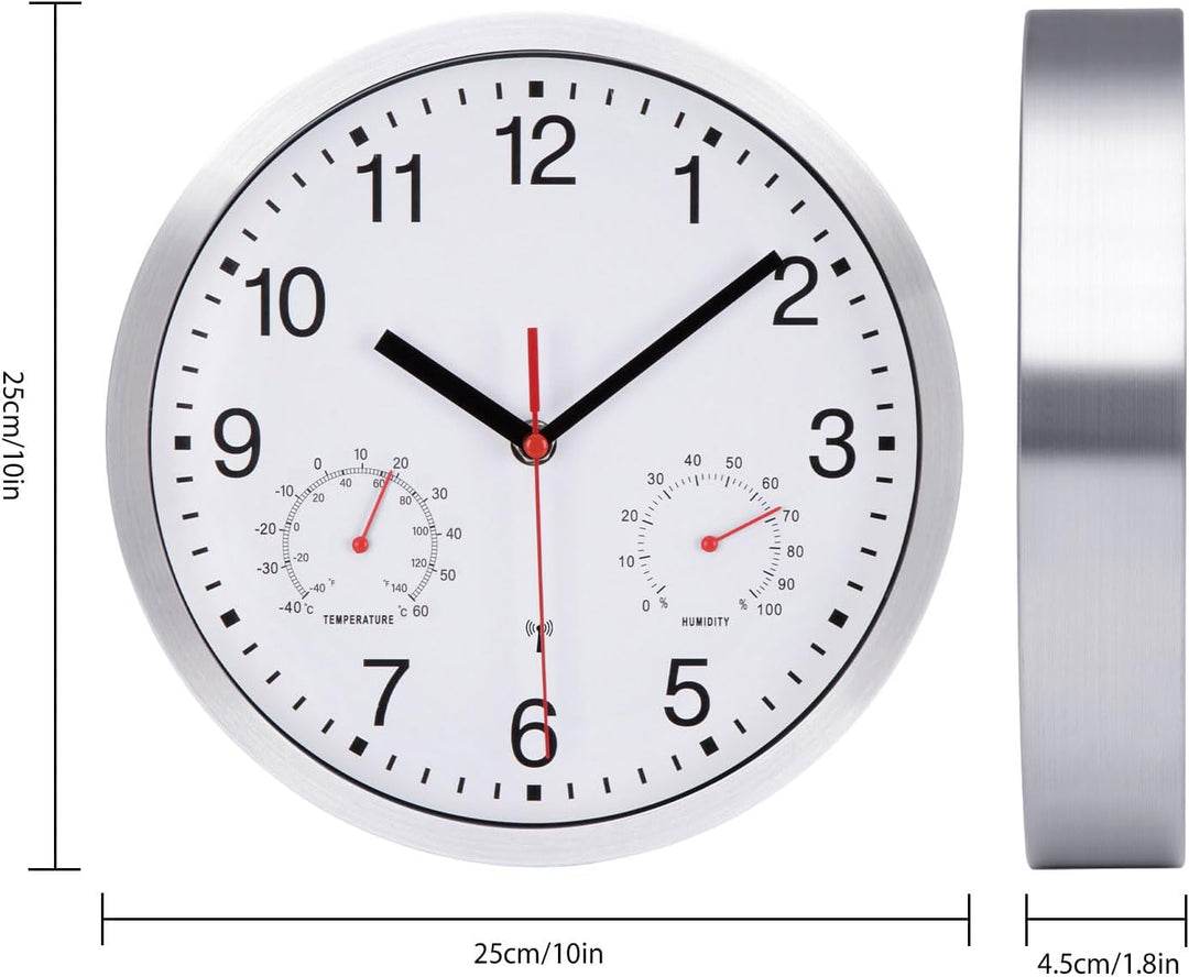 25cm Funkuhr Wanduhr Ohne TickgeräUsche Lautlos Quarz Batterie Betriebene Gross Wanduhr Funk Einfach