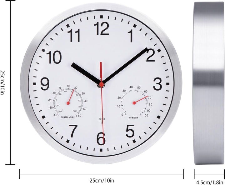 25cm Funkuhr Wanduhr Ohne TickgeräUsche Lautlos Quarz Batterie Betriebene Gross Wanduhr Funk Einfach