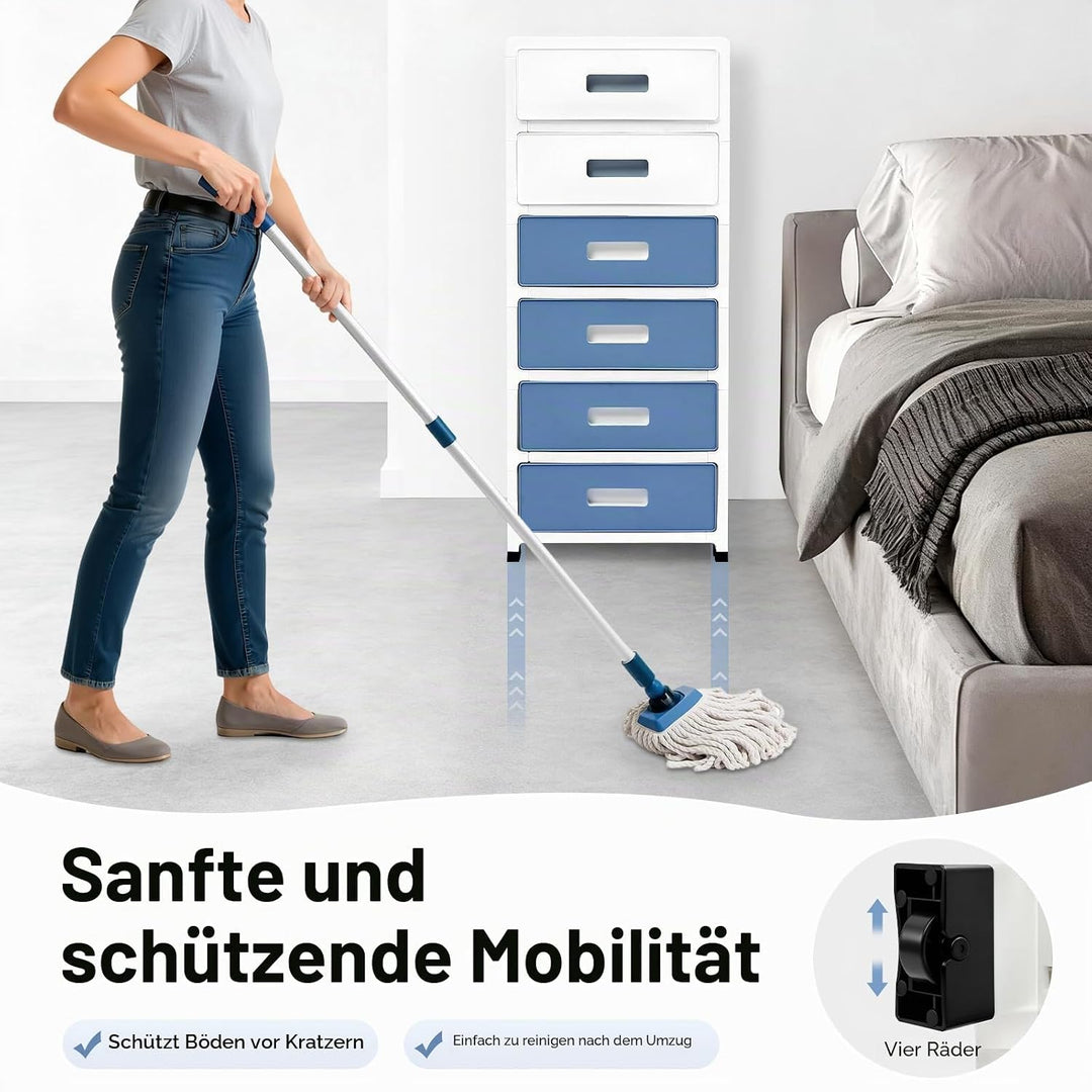 MINRS Rollwagen aus Kunststoff mit Schubladen und Rädern – Selbstaufrollende Rollcontainer