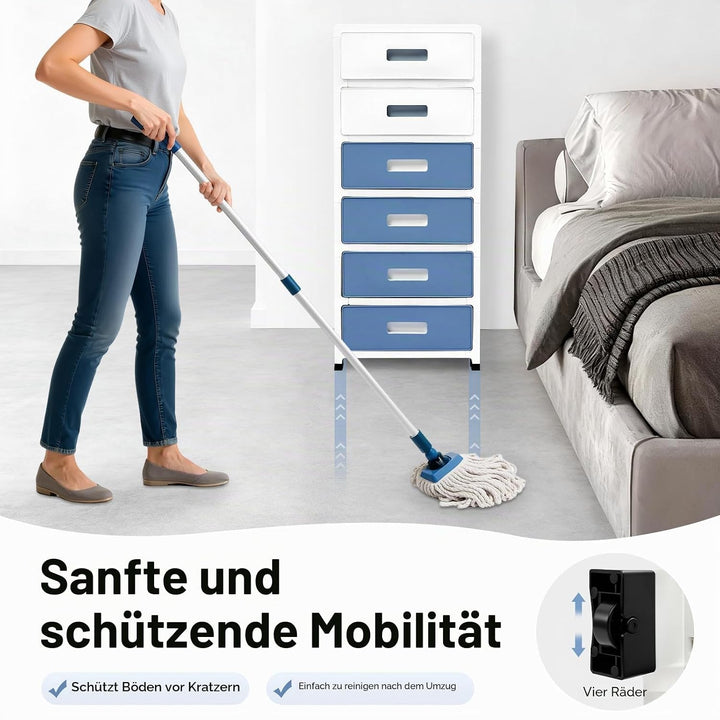 MINRS Rollwagen aus Kunststoff mit Schubladen und Rädern – Selbstaufrollende Rollcontainer