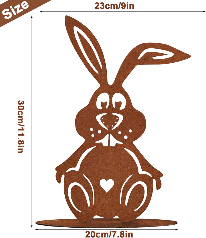 Osterhasen Figuren Gross, 30 x 20 cm Rost Gartenstecker Osterdeko Outdoor, Frühling Rost Metall Hase