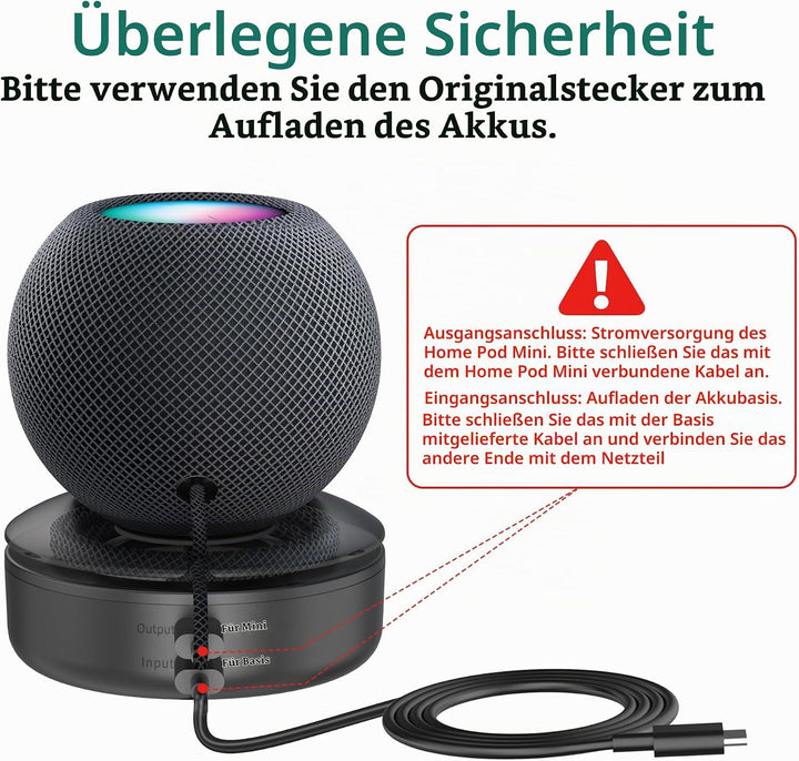 PlusAcc Akku Kompatibel mit HomePod Mini - Tragbare Ladestation Batterie Ständer Home Pod Mini Zubeh