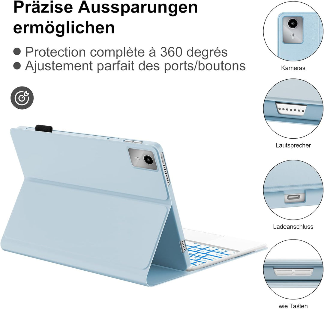 IVEOPPE Tastatur für Tab M11 Con Touchpad, QWERTZ Deutsch Tastatur, 7-Farbige Beleuchtung Magnetisch