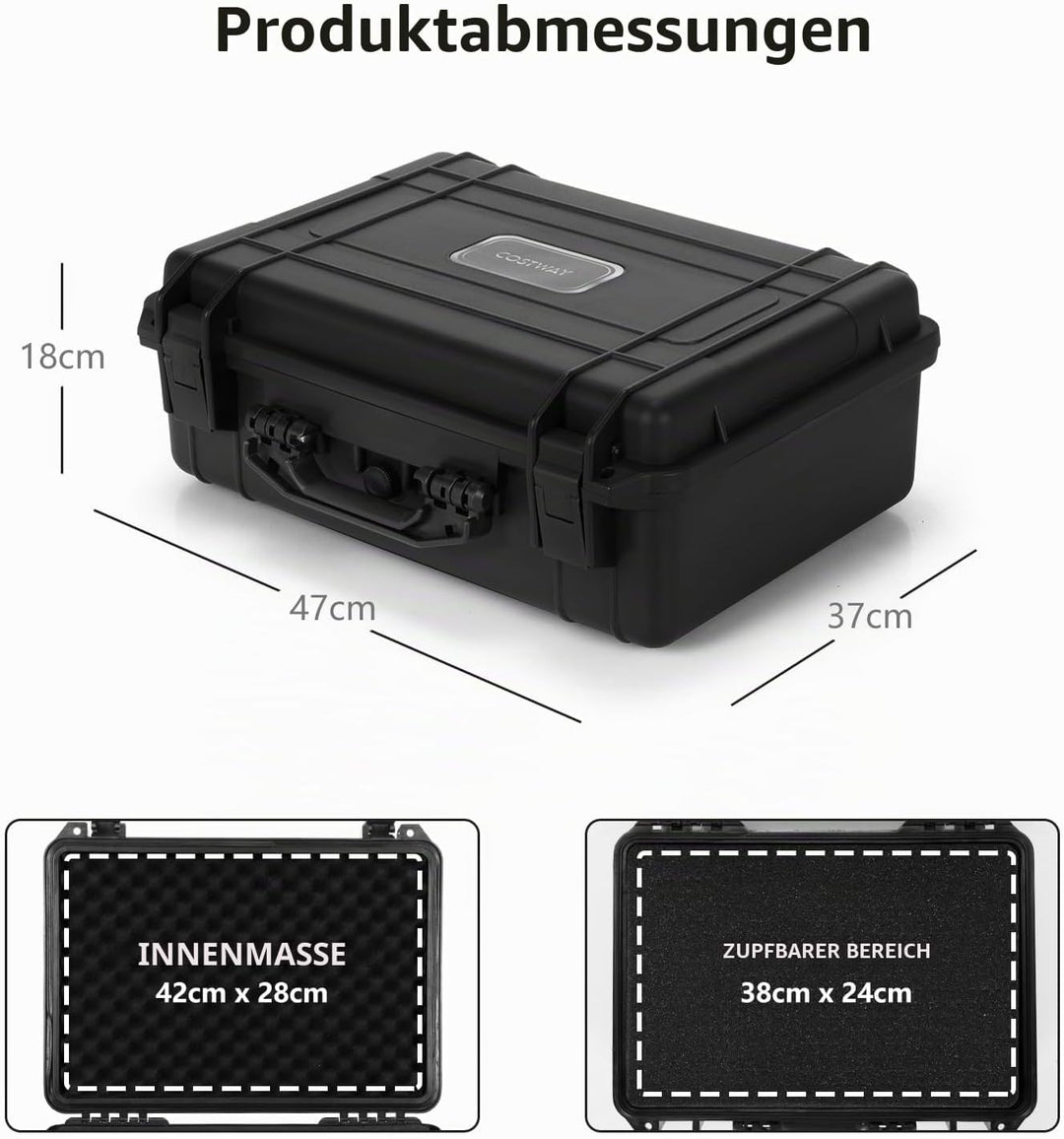 GIANTEX Kamera Koffer, Outdoor Fotokoffer Wasserdicht Staubdicht, Universalkoffer Hartschalenkoffer
