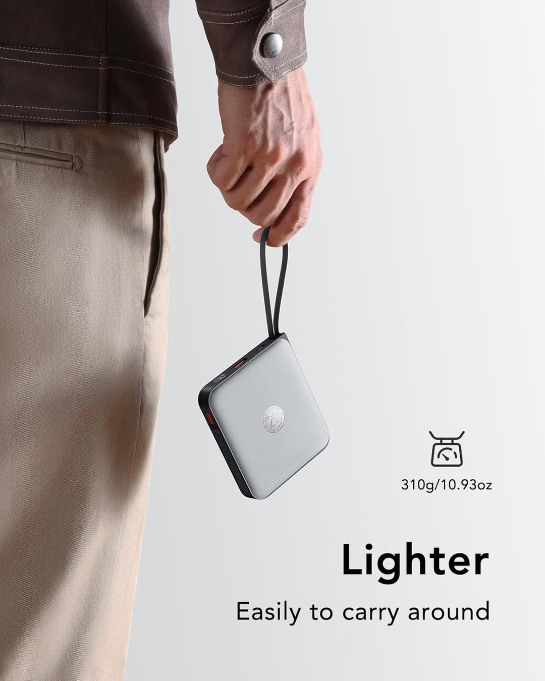 VRURC Powerbank 20000mAh mit Kabel Klein Power Bank USB C Schnelles Aufladen Tragbares Ladegerät Ext