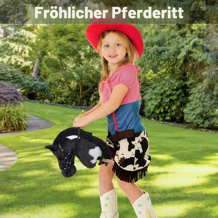 BEJOY Steckenpferd Spielzeug Pferd, Hobby Horse Holzpferd Plüschpferd zum Reiten für Kinder mit Half