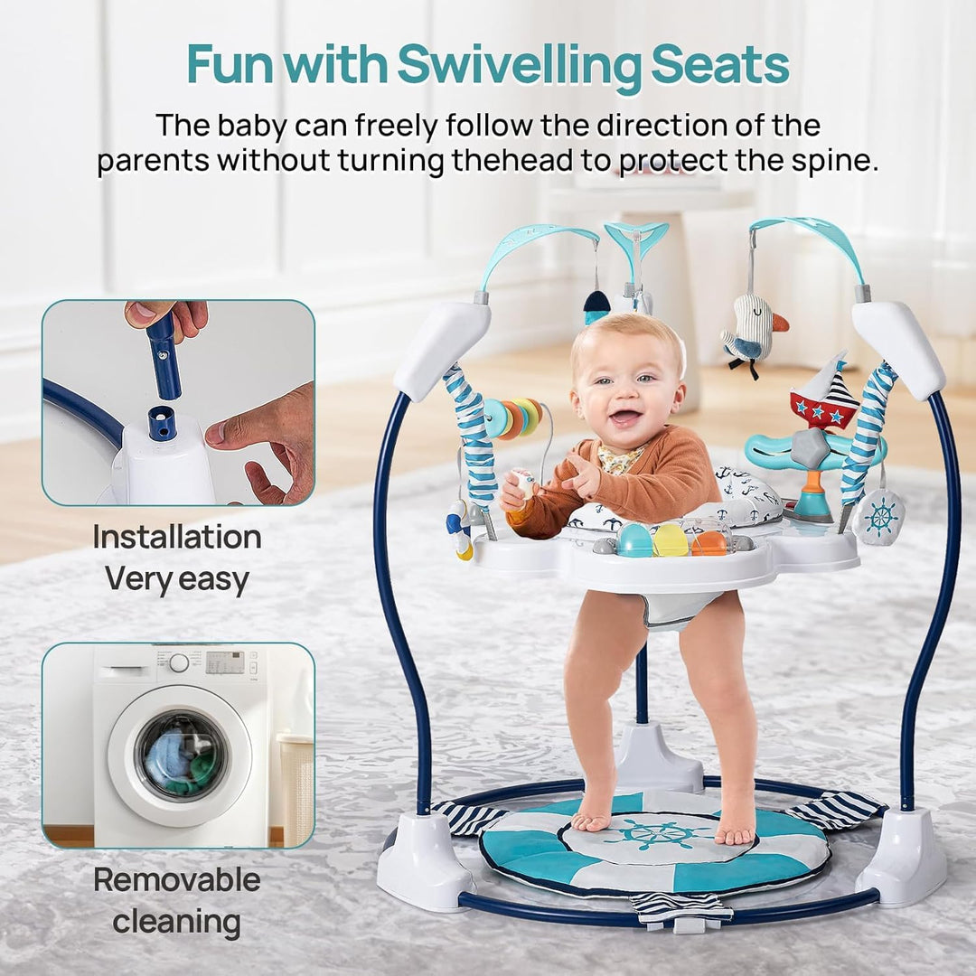 LADIDA Stationäres Aktivitätszentrum für Babys, Babywippe, springend, 360 °, mit Musikspielzeug und