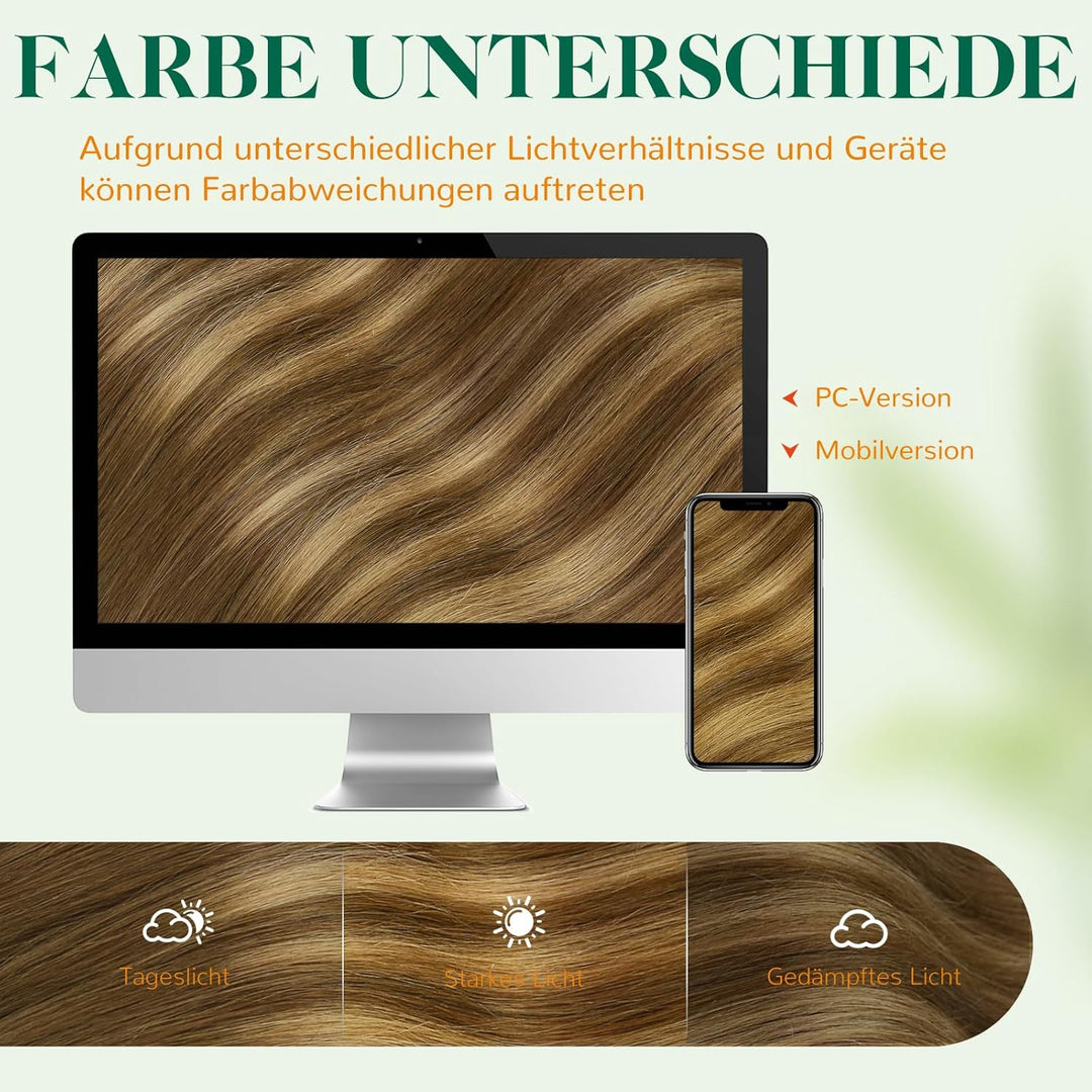 Easyouth Haar Extensions Tape Echthaar Skin Weft Band in Extensions Farbe Mittelbraun Mix Honigblond