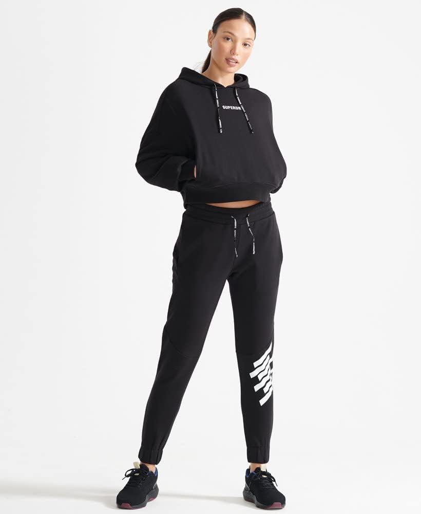 Superdry Damen Train Core Hood Hooded Sweatshirt L Schwarz, L Schwarz