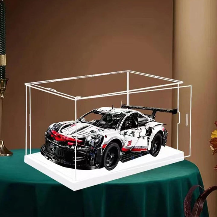 Öffne klare Acryl-Vitrine-Assemble Countertop Box mit weisser Basis, Staubschutz für Action Figuren