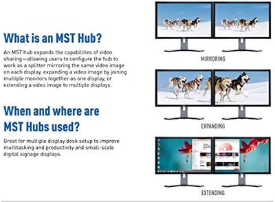 C2G DisplayPort™ 1.2 to Dual DisplayPort™ MST Hub 4K Doppelmonitor MST Hub, Mini DP Multi-Stream Tra