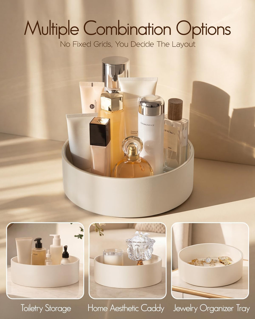 VLANDO Make up Organizer 360° Drehbar, Schminktisch Organizer, Kosmetik Organizer, Badezimmer Organi