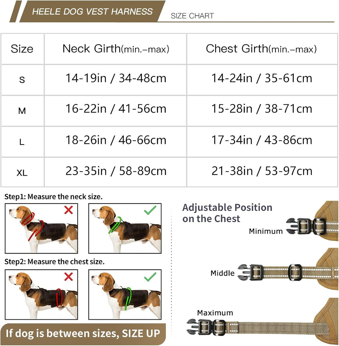 HEELE Hundegeschirr, Hundegeschirr für Grosse Hunde, Freigabe am Hals, Vorderseite Rückseite Clips H