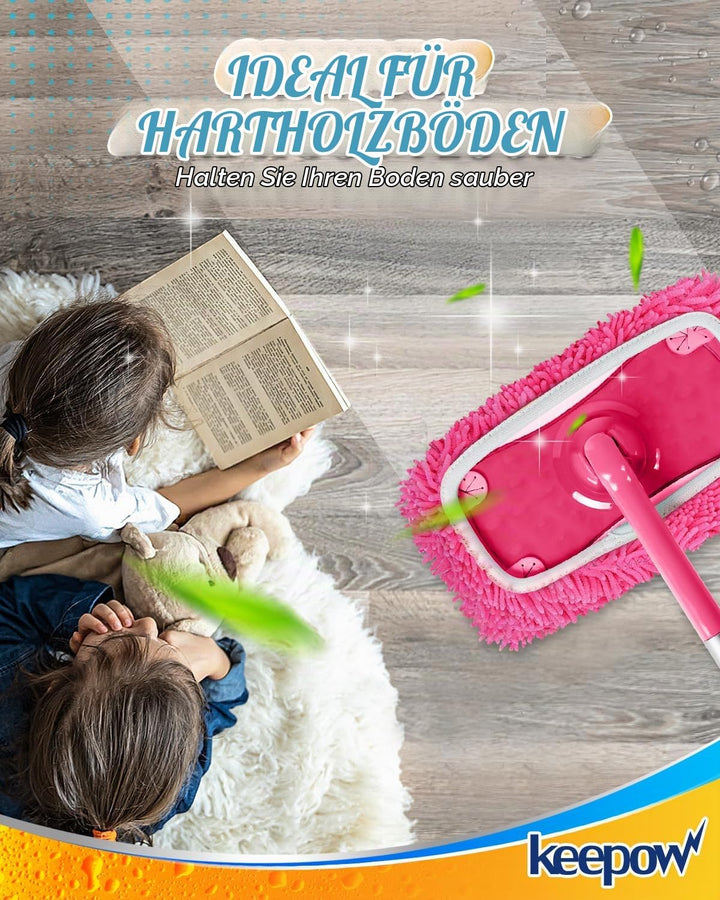 KEEPOW 6 Wiederverwendbare Mikrofaser für Swiffer Bodenwischer Pink, Waschbar &amp; Fusselfrei für Swiff