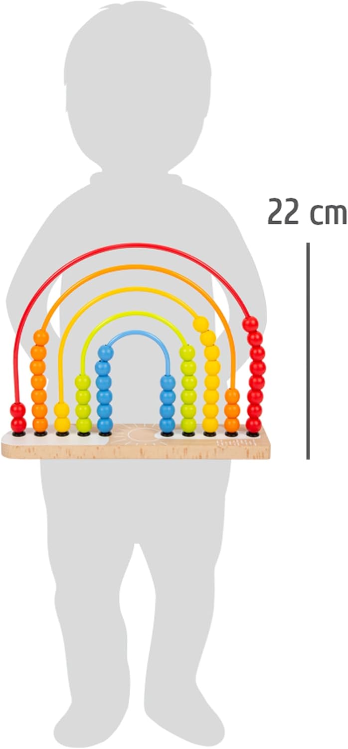 small foot Motorikschleife und Abakus, ab 12 Monaten, in Regenbogenfarben, mit 50 bunten Holzperlen,