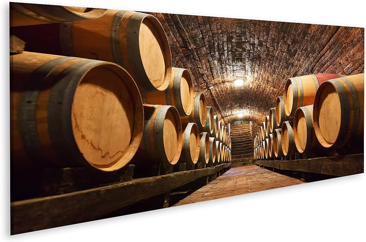 islandburner Bild auf Leinwand Reihen Von Eichenfässern In Unterirdischem Weinkeller Bilder Wandbild