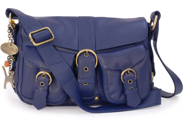 Catwalk Collection Handbags - Leder - Umhängetasche/Schultertasche - LOUISA Blau, Blau