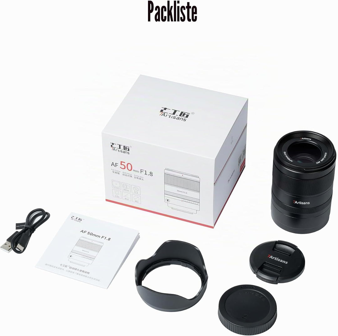 7artisans AutoFocus 50mm F1.8 Vollformatobjektiv, F1.8 grosse Blende, unterstützt automatische/manue