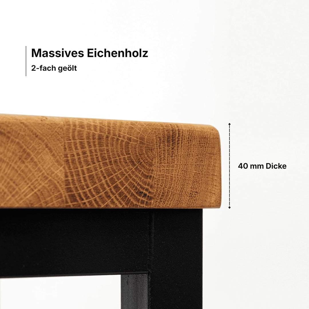 1 Original-BestLoft® Barhocker New York Handmade Industriedesign Loft Stahl Holz Eiche massiv (Hell