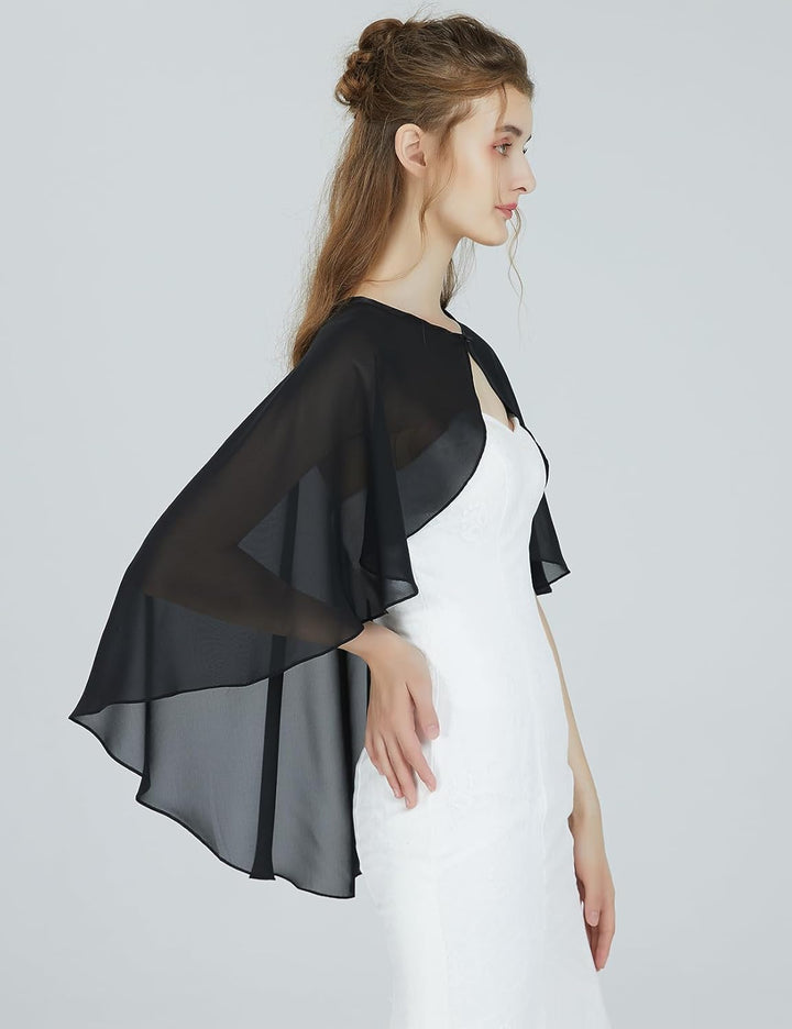 BEAUTELICATE Chiffon Stola Damen Festlich Chiffon Schal Cape Bolero Strickjacke für Hochzeit Braut A