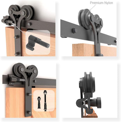 CCJH Schiebetüren Schiebetürsystem, 6.6FT (200cm) Laufschiene Schiebetuer Y Form Rolle Set fuer Schi