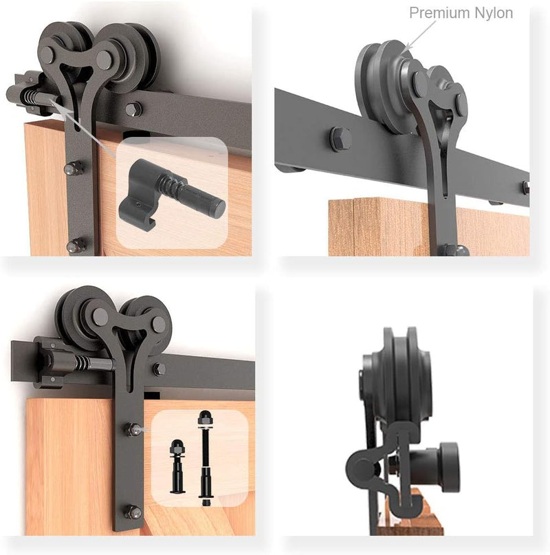 CCJH Schiebetüren Schiebetürsystem, 6.6FT (200cm) Laufschiene Schiebetuer Y Form Rolle Set fuer Schi