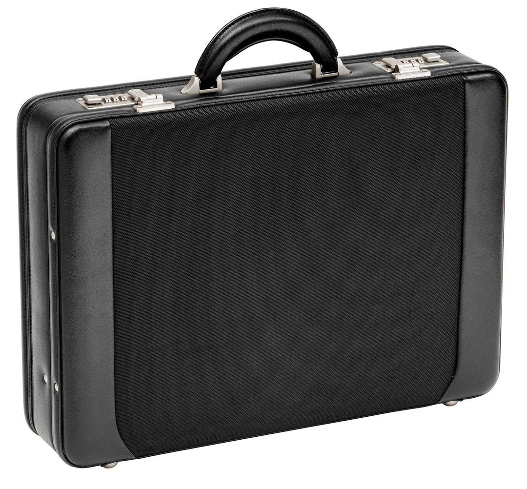 Aktenkoffer Nylon mit Kunstleder 46 cm plus Erweiterbar Schwarz D&N