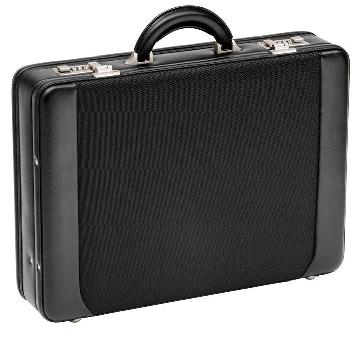 Aktenkoffer Nylon mit Kunstleder 46 cm plus Erweiterbar Schwarz D&N