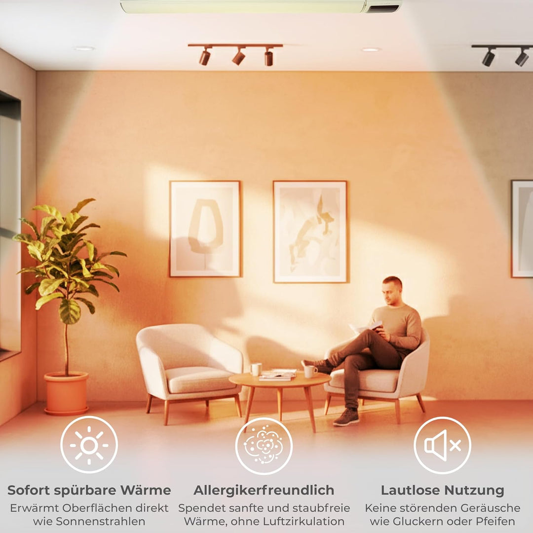 KLAMER Infrarotheizung 2600 W – WLAN Heizstrahler mit App- & Timer, Decken- & Wandmontage, Fenster-o