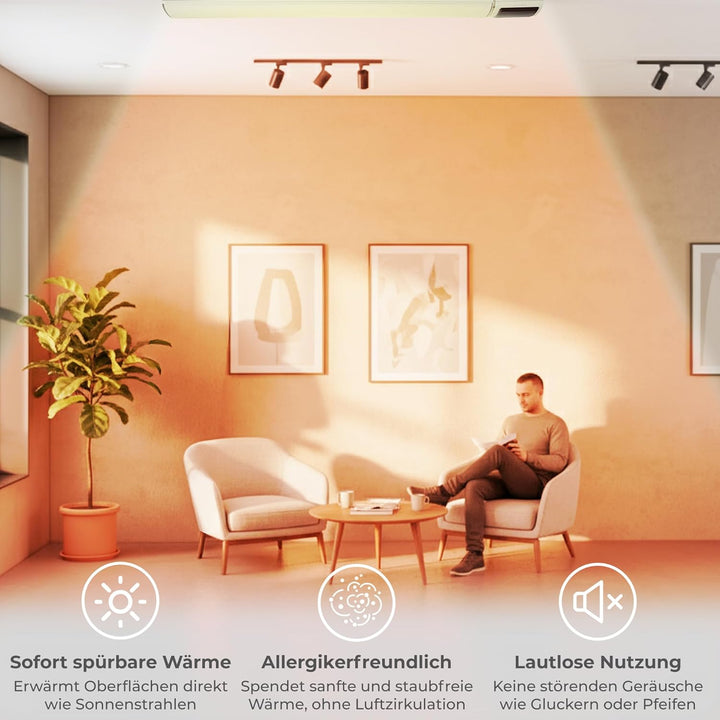 KLAMER Infrarotheizung 2600 W – WLAN Heizstrahler mit App- & Timer, Decken- & Wandmontage, Fenster-o