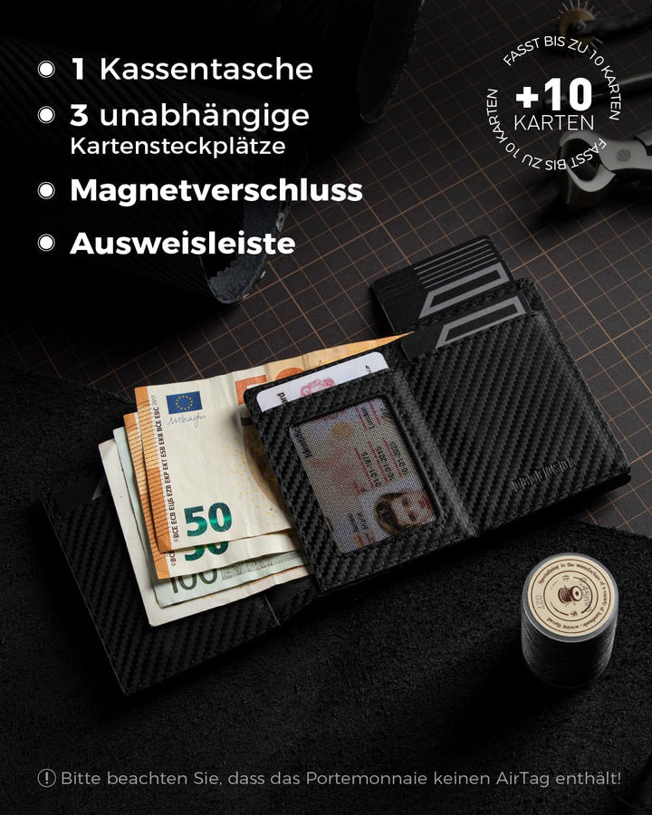 DODENSHA® AirTag* Wallet mit RFID Schut I Geldbörse Herren mit Münzfach I Smart Airtag Wallet Klein