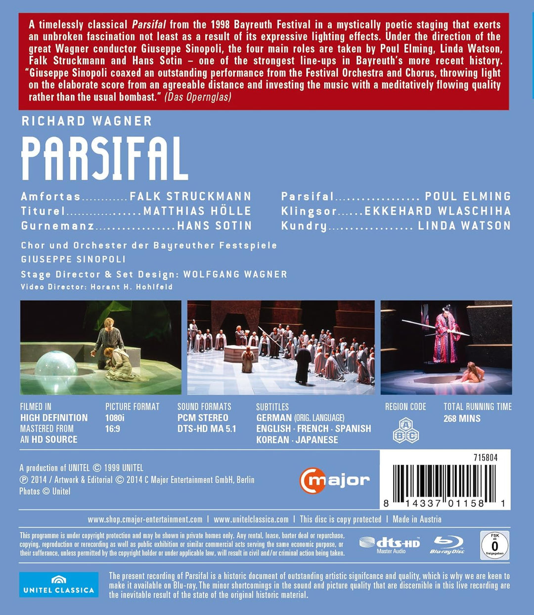 WAGNER: Parsifal (Bayreuther Festspiele, 1998), Blu-ray