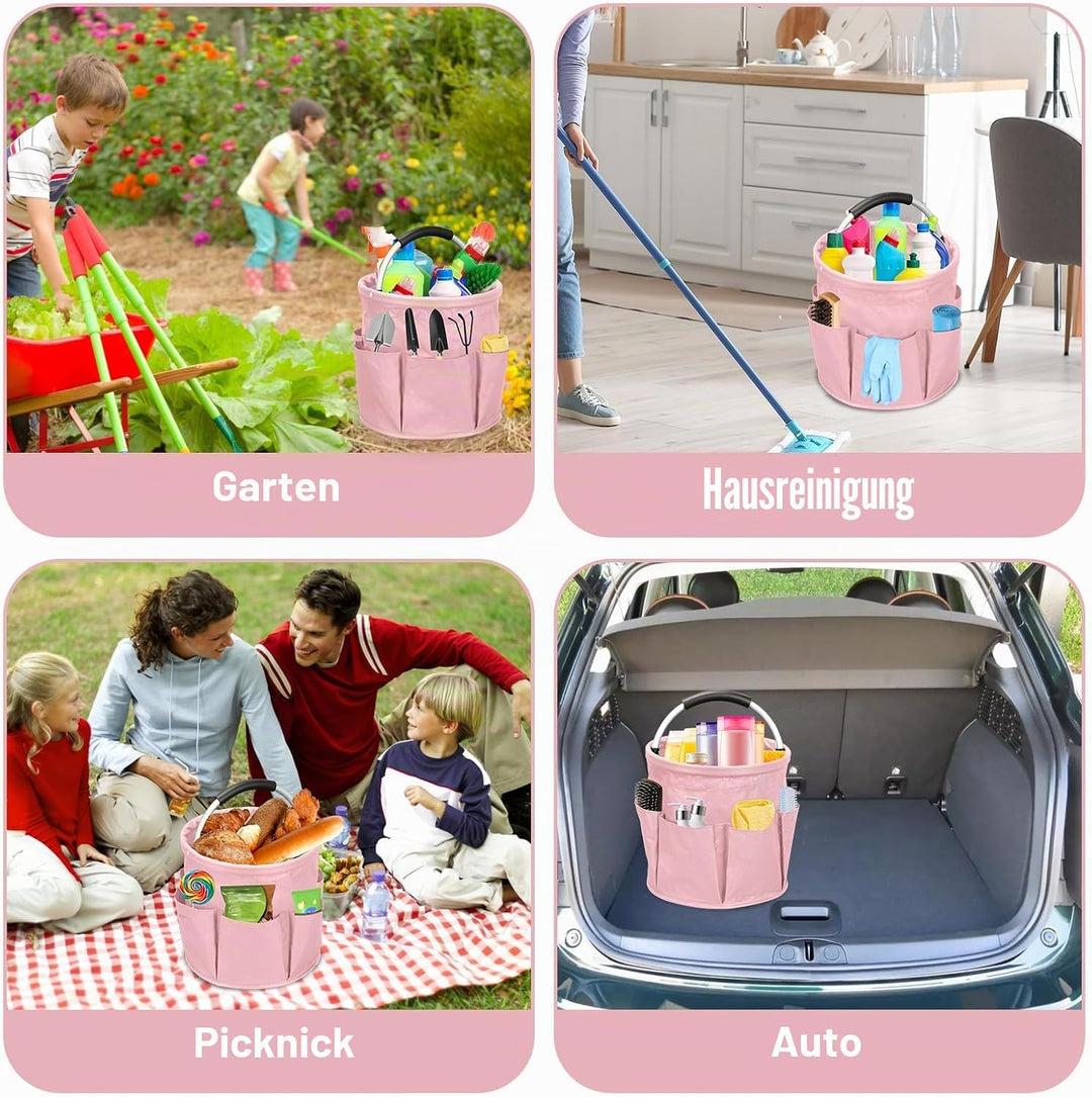 Putzmittel Organizer, 17L Faltbare Universal Reinigungs Caddy, Putztasche Aufbewahrungskorb mit Grif