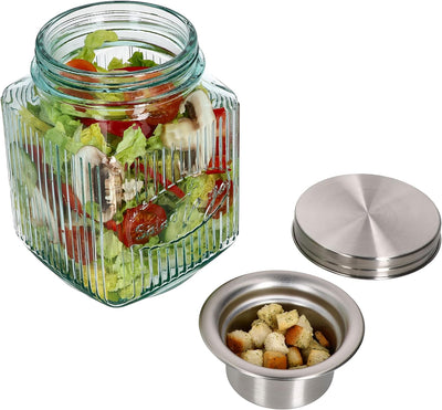 MamboCat 6tlg Set Salat to Go Vorratsglas 1 L I Aufbewahrungsbehälter für Salat I 100% recyceltes Gl