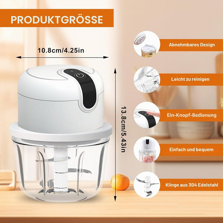 Elektrischer Küchenzerkleinerer, 350 ml Knoblauch Zerkleinerer, USB-Aufladung, Gemüsezerkleinerer, M