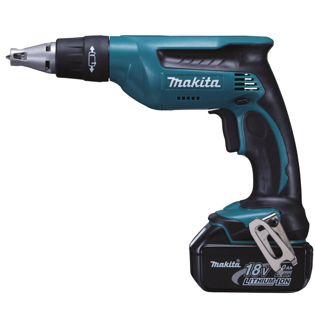 VISSEUSE PLAQUE DE PLÂTRE MAKITA SANS FIL 18 V 2 BATTERIES 3 AH - DFS451RFJ