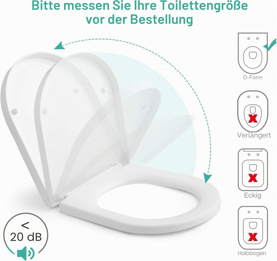 Himimi Toilettendeckel, WC Sitz mit Absenkautomatik, Antibakterielle PP Klobrille D-Form mit Quick-R