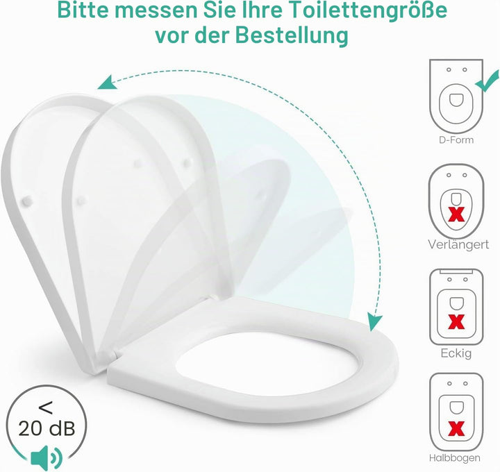 Himimi Toilettendeckel, WC Sitz mit Absenkautomatik, Antibakterielle PP Klobrille D-Form mit Quick-R