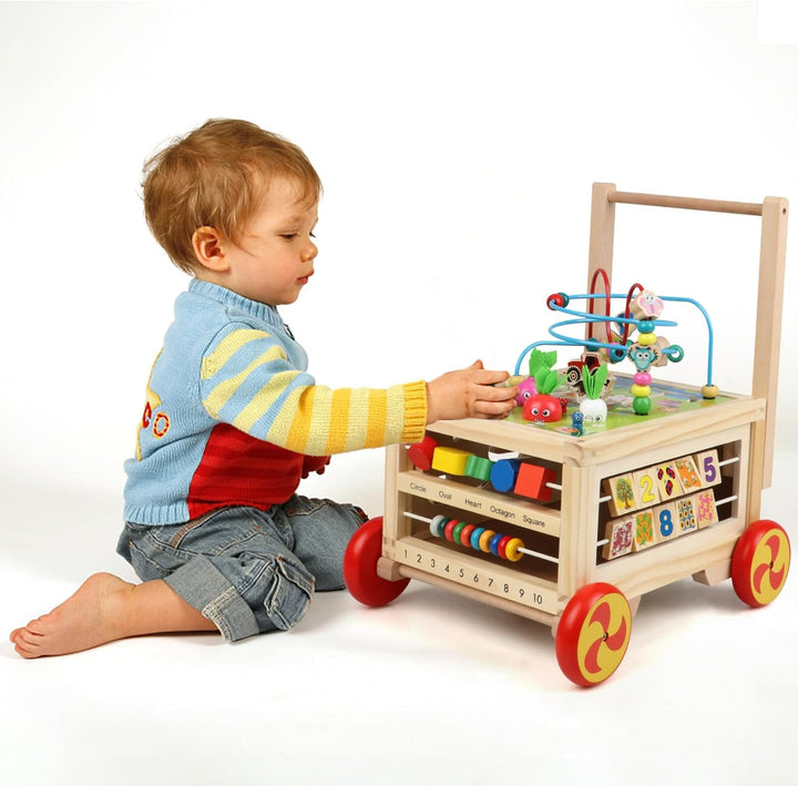 KABENFIS Holz Activity Cube mit Rädern für Jungen und Mädchen