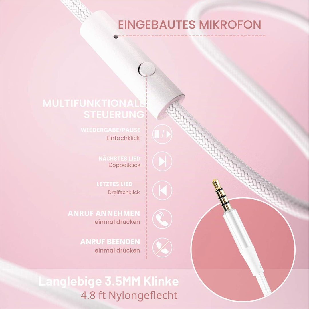 LORELEI X8 Over-Ear-Kopfhörer mit Mikrofon mit 1,45 m verwicklungsfreier Nylonschnur und 3,5-mm-Stec