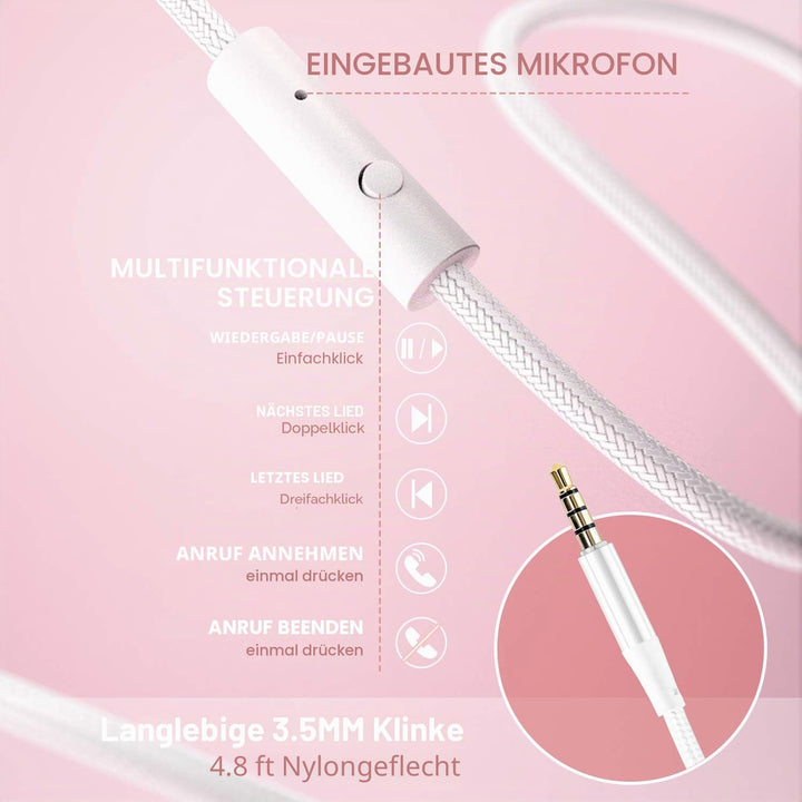 LORELEI X8 Over-Ear-Kopfhörer mit Mikrofon mit 1,45 m verwicklungsfreier Nylonschnur und 3,5-mm-Stec