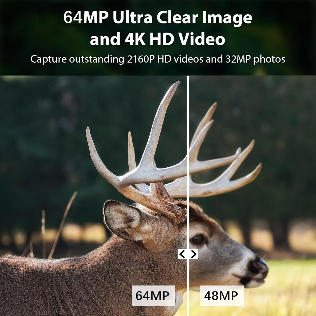 BlazeVideo 4K 32MP Wildkamera mit Bewegungsmelder Nachtsicht, 120° Weitwinkel Nachsichtkamera, 0,1s