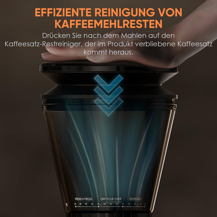 Biolomix Elektrische Kaffeemühle mit abnehmbarem Griffhalter,48 Mahlgradeinstellungen,einstellbar vo