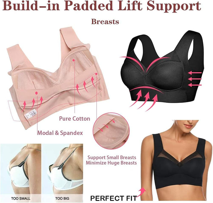 WOWENY BH Damen Ohne Bügel Schlaf Bustier Tops Spitze Bralette Bügelloser Klassischer T Shirt BH Sch